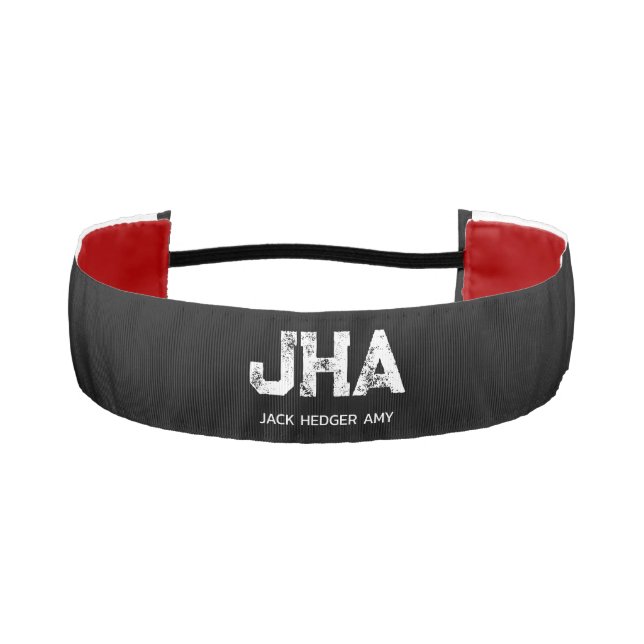 CINTA PARA LA CABEZA MINIMALIST WHITE THREE LETTER MONOGRAM NAME BLACK  (Anverso)