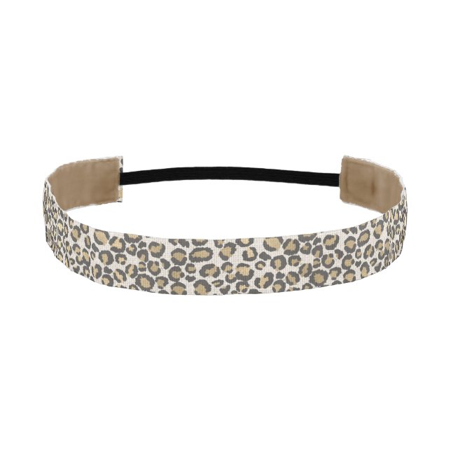 Cinta Para La Cabeza Moda de linea de leopardo beige gris de impresión  (Anverso)
