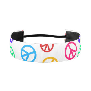 Cinta Para La Cabeza Modelo colorido del signo de la paz retro