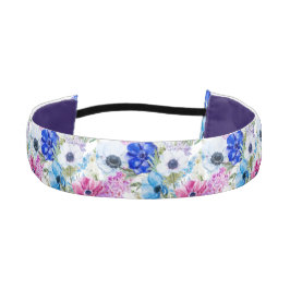 Cinta Para La Cabeza Modelo de flores púrpura azul de medianoche de la