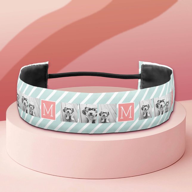 Cinta Para La Cabeza Monograma de Personalizado de Collage de fotos de  (Custom Hairband)