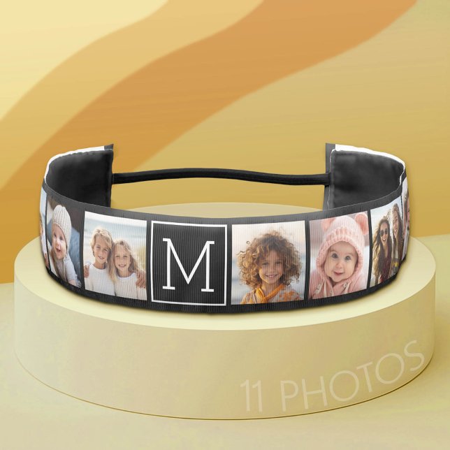 Cinta Para La Cabeza Monograma del Personalizado de collage de fotograf (Custom Photo Headband)