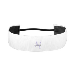 Cinta Para La Cabeza Monograma elegante moderno en blanco y lavanda en
