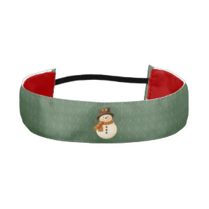 Cinta Para La Cabeza Muñeco de nieve rústico verde vintage adorable