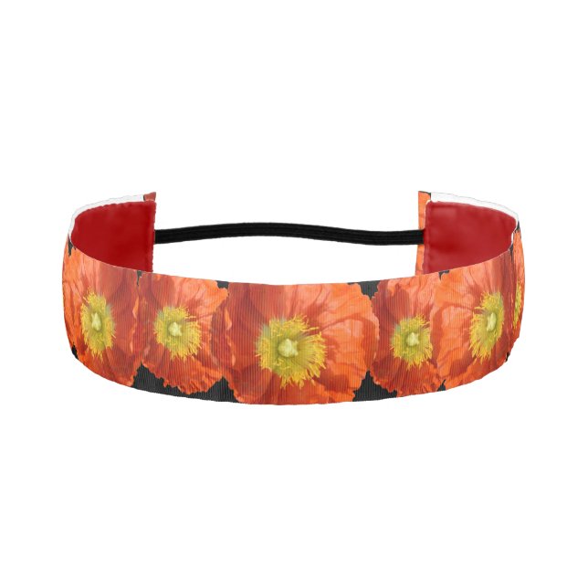 Cinta Para La Cabeza Naranja colorido brillante Tángerina Flor de amapo (Anverso)