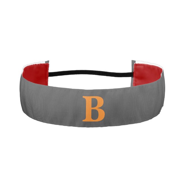 Cinta Para La Cabeza Naranja gris moderno monogramado profesional (Anverso)