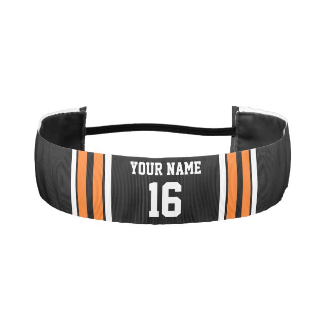 Cinta Para La Cabeza Negro con Naranja White Stripes Team Jersey (Anverso)