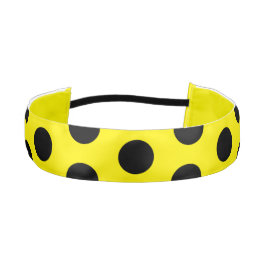 Cinta Para La Cabeza Negro con puntos elegantes 1.5" Amarillo 