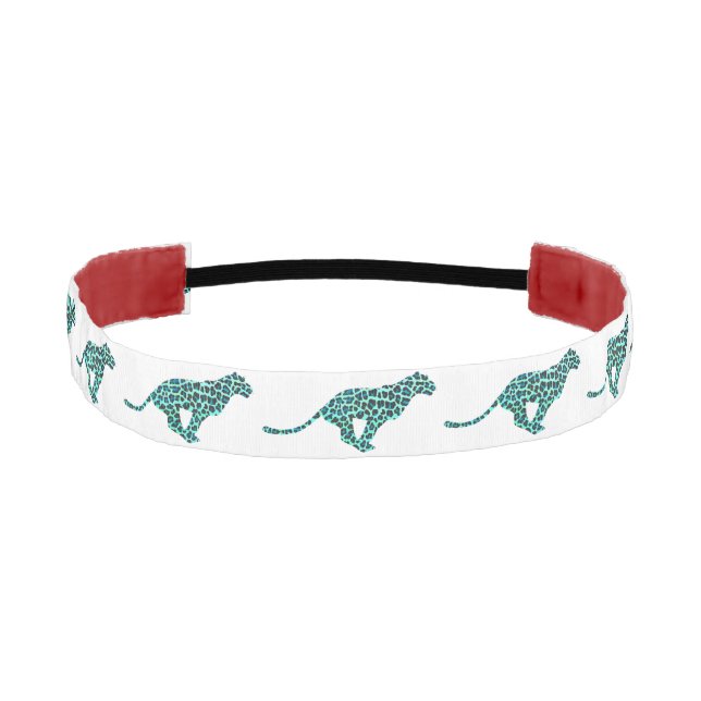 Cinta Para La Cabeza Negro del leopardo e impresión verde azulada (Anverso)