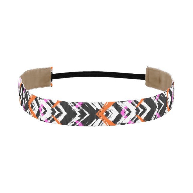 Cinta Para La Cabeza Negro, naranja, y modelo dibujado mano de la (Anverso)