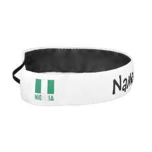 Cinta Para La Cabeza Nigeria y bandera de Nigeria con tu nombre