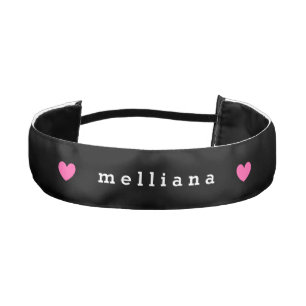 Cinta Para La Cabeza Nombre personalizado con corazón rosa NEGRO A10
