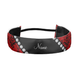 Cinta Para La Cabeza Nombre personalizado Damasco negro rojo