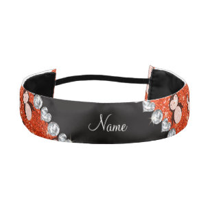 Cinta Para La Cabeza Nombre personalizado neón naranja purpurina pingüi