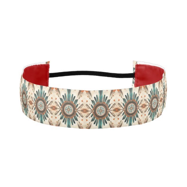 Cinta Para La Cabeza Patrón de Catcher de Sueños Retro de Feather Nativ (Anverso)