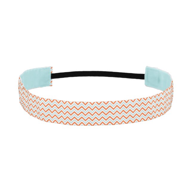 Cinta Para La Cabeza Patrón de Chevron blanco azul naranja moderno (Anverso)