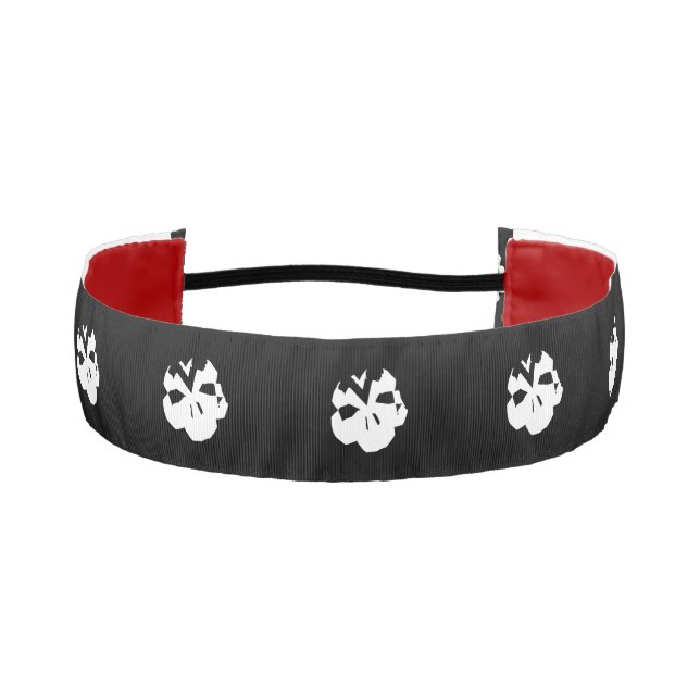 Cinta Para La Cabeza Patrón de cráneos de Halloween blanco negro (Anverso)