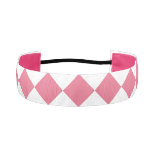 Cinta Para La Cabeza Patrón de cuadros de diamante rosa blanco
