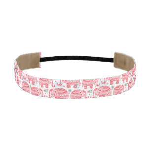 Cinta Para La Cabeza Patrón de elefantes étnicos rojos