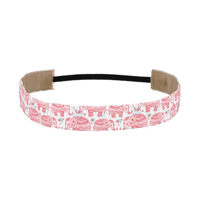 Cinta Para La Cabeza Patrón de elefantes étnicos rojos (Anverso)
