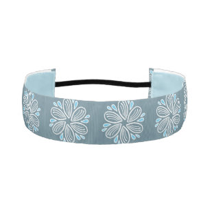Cinta Para La Cabeza Patrón de flores en azul y blanco