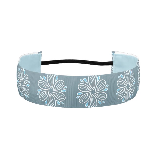 Cinta Para La Cabeza Patrón de flores en azul y blanco (Anverso)