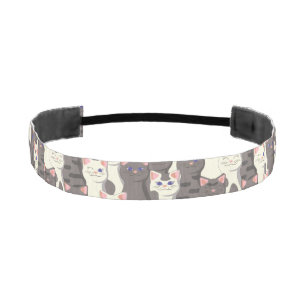 Cinta Para La Cabeza Patrón de gatos blancos y grises