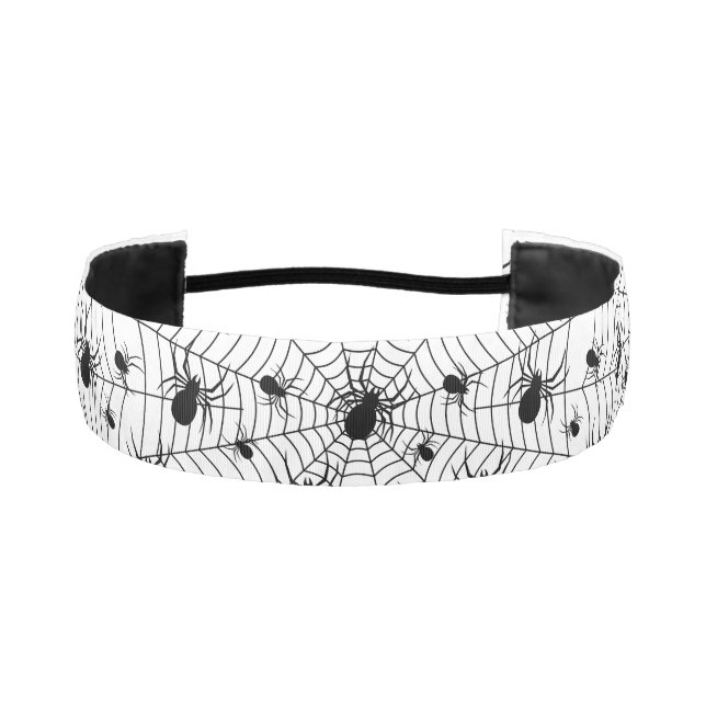 Cinta Para La Cabeza Patrón de halloween de arañas blancas negras (Anverso)