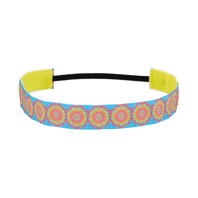 Cinta Para La Cabeza Patrón de Mandala amarillo Boho Headband (Anverso)