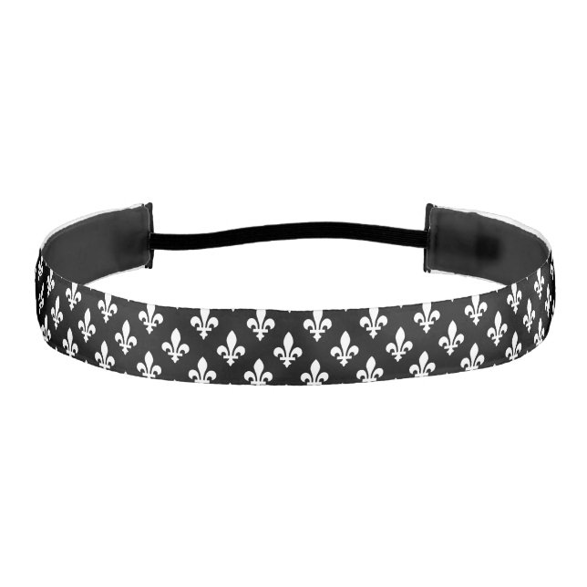 Cinta Para La Cabeza Patrón Fleur de Lis, francés real, blanco sobre ne (Anverso)