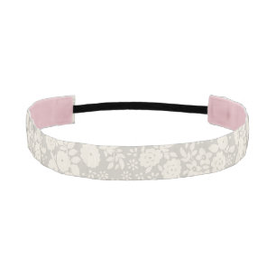 Cinta Para La Cabeza Patrón Floral Vintage Flor Gris