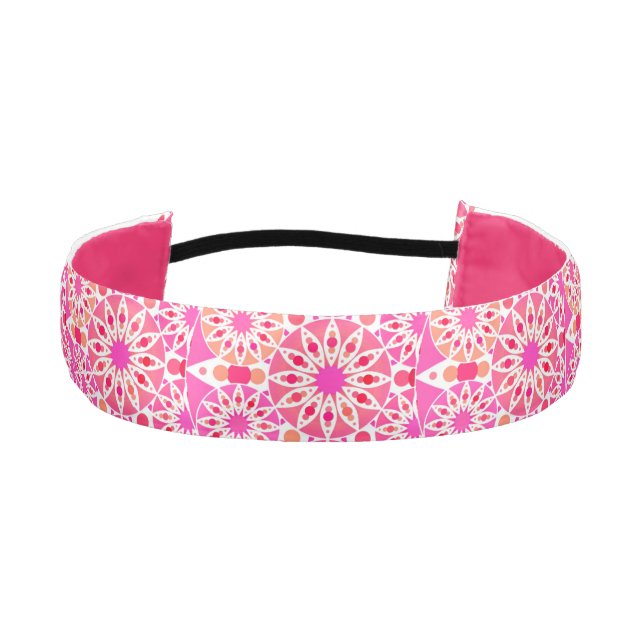 Cinta Para La Cabeza Patrón Mandala, tonos rosas y corales (Anverso)