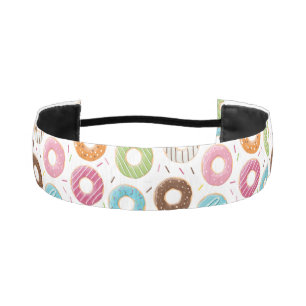Cinta Para La Cabeza Patrón Retro Colorido de Donas Minimalista Fiesta 