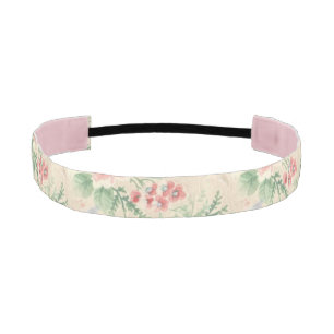 Cinta Para La Cabeza Patrón rosa rosa rosa y flor azul vintage