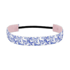 Cinta Para La Cabeza Patrón Swirl azul y blanco elegante