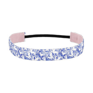 Cinta Para La Cabeza Patrón Swirl azul y blanco elegante