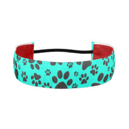 Cinta Para La Cabeza Perro Paws Black and White Polka Dot en cian vivo