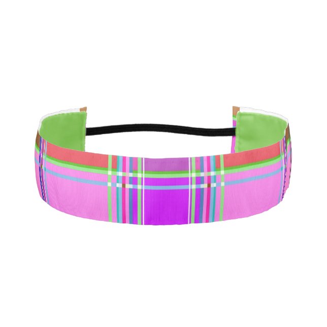 Cinta Para La Cabeza Pink tartan Fabric Pattern Cloth Madras (Anverso)