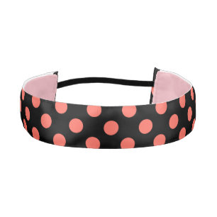 Cinta Para La Cabeza Pos de la polka de coral vivos en negro
