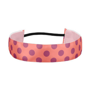 Cinta Para La Cabeza Pos de polka de coral rojo y vivo