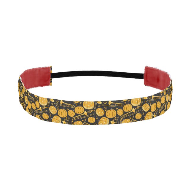 Cinta Para La Cabeza Pumpkin Trombone Music Notes Athletic Headband (Anverso)