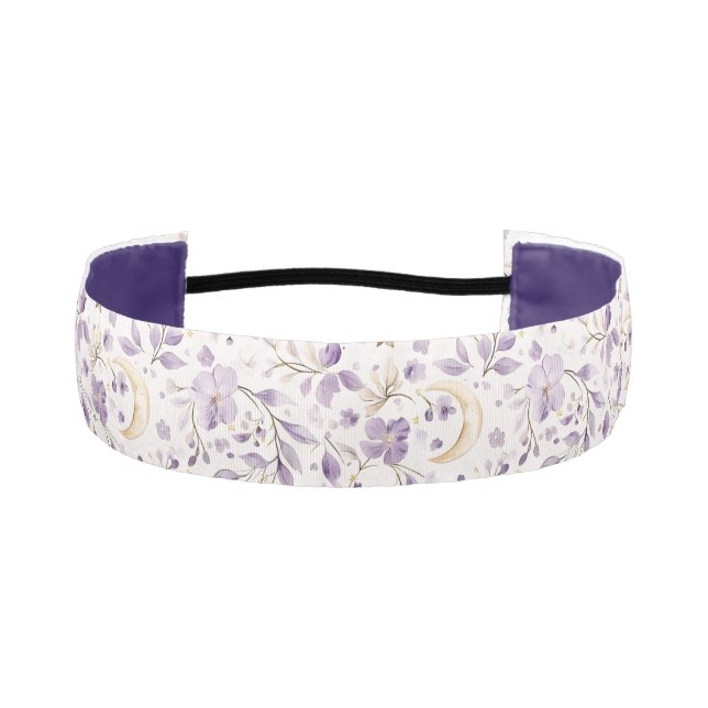 Cinta Para La Cabeza Purple White Moons & Stars Floral (Anverso)
