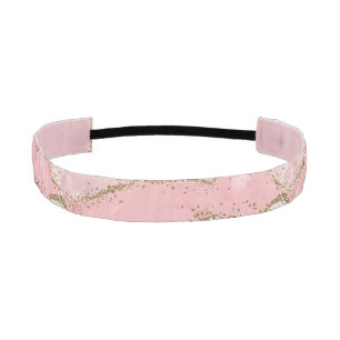 Cinta Para La Cabeza Purpurina Oro de Mármol Blanco Rosa