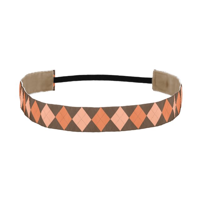 Cinta Para La Cabeza Retro Naranja y Brown Autumn Argyle (Anverso)