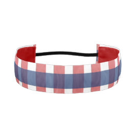 Cinta Para La Cabeza Rojo blanco y azul Gingham Plaid