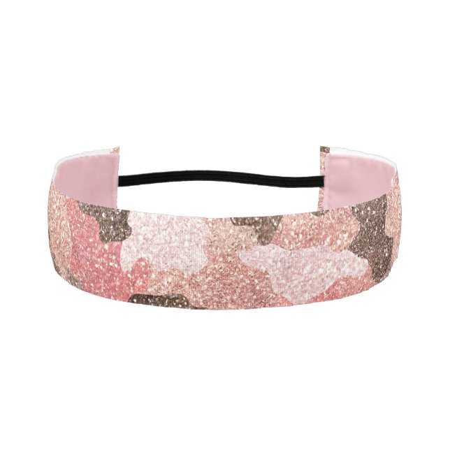 Cinta Para La Cabeza Rosa Purpurina de Faux Gold Camo Girly Camouflage  (Anverso)