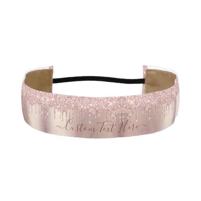 Cinta Para La Cabeza Rosa Purpurina de oro Personalizado Textos Cabeza  (Anverso)