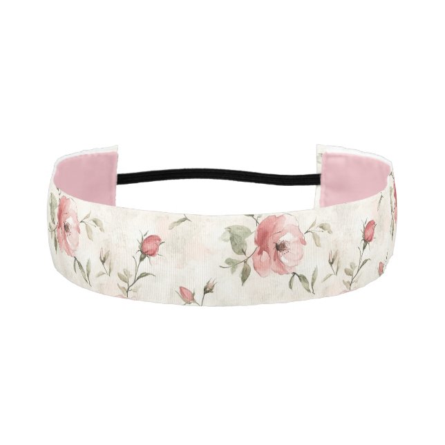 Cinta Para La Cabeza Rosas Rosadas Floral (Anverso)