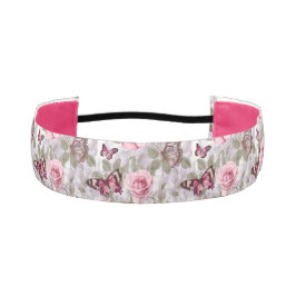 Cinta Para La Cabeza Roses rosas y mariposas acuarela floral