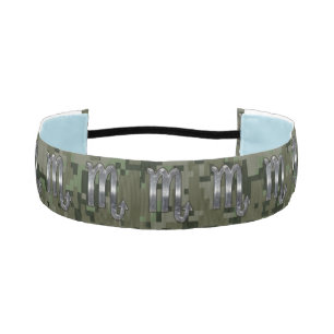 Cinta Para La Cabeza Rótulo Escorpio Zodiac Woodland Camo Digital Verde